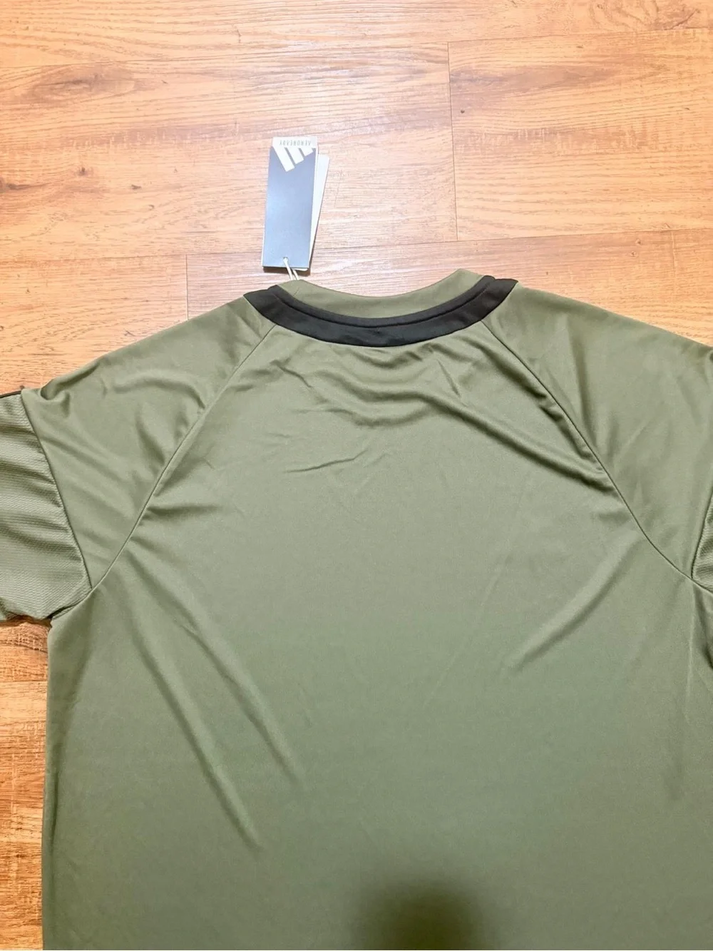 adidas Olive Green Athletic Short-Sleeve Jersey with Black Accents